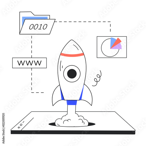 Here’s a linear mini illustration of website launch 
