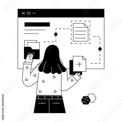 Download linear mini illustration of a duplicate file 