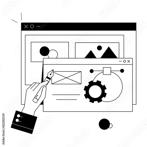 Ready of use linear mini illustration of ux design 