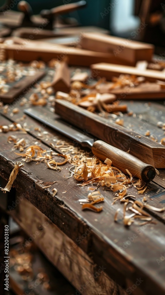 Close-up of a table cluttered with various tools and objects Close-up of a table cluttered with various tools and objects