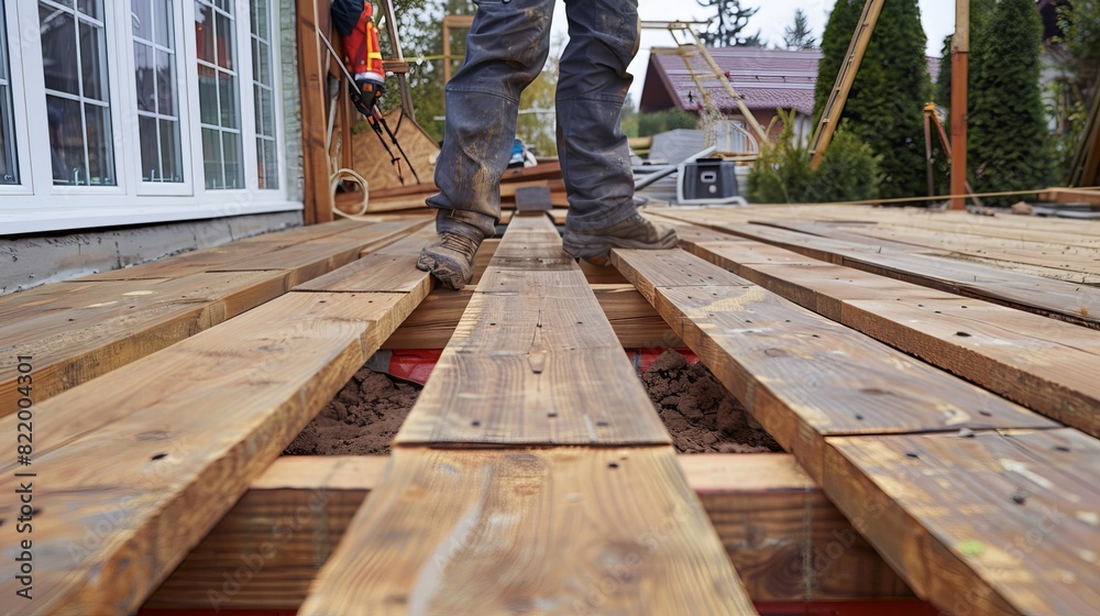 Fototapeta premium Carpenter Building a Wooden Table