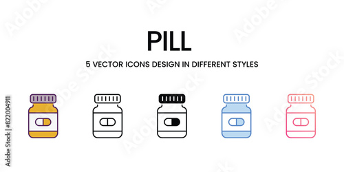 Pill Icons different style vector stock illustration