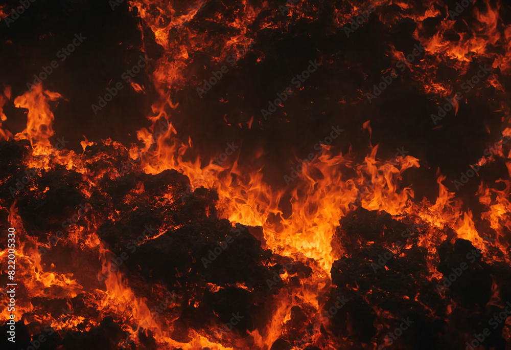 Intense flame, on a dark background. Fire Background Intense flame, on a dark background. Fire Background