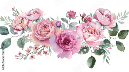 Watercolour Florals Wreath Wine Pink Roses Summer Arr