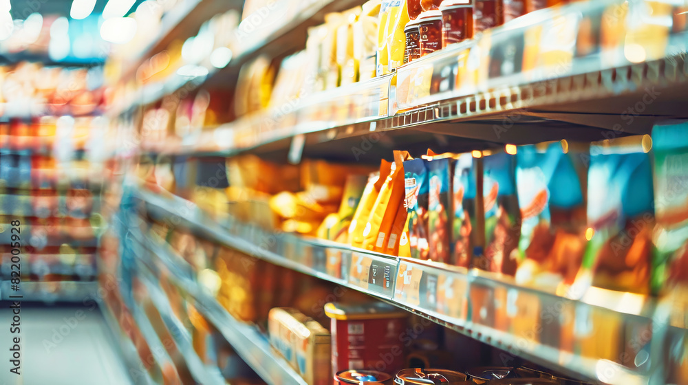 A grocery store shelves full of food products A grocery store shelves full of food products