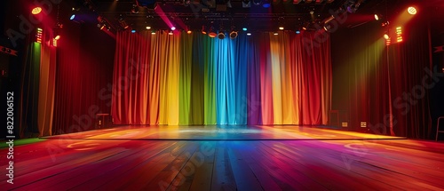 Rainbow Pride Flag in theaters showing LGBTthemed plays, pride month LGBTQIA theme