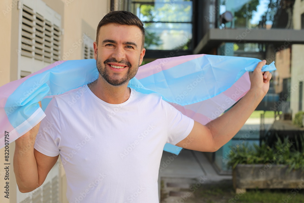 Fototapeta premium Human supporting the trans movement with solidarity