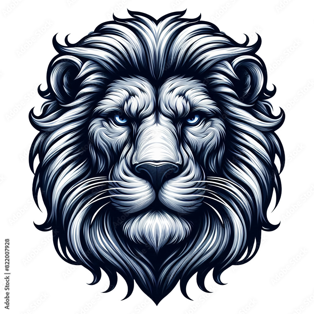 illustration of a lion head mascot with a sharp and firm gaze