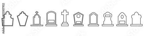 Gravestone icon vector set. Grave illustration sign collection. Tombstone symbol. Rip logo.