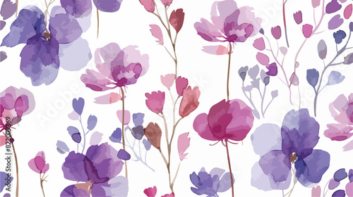 Wild flower watercolor seamless pattern for background
