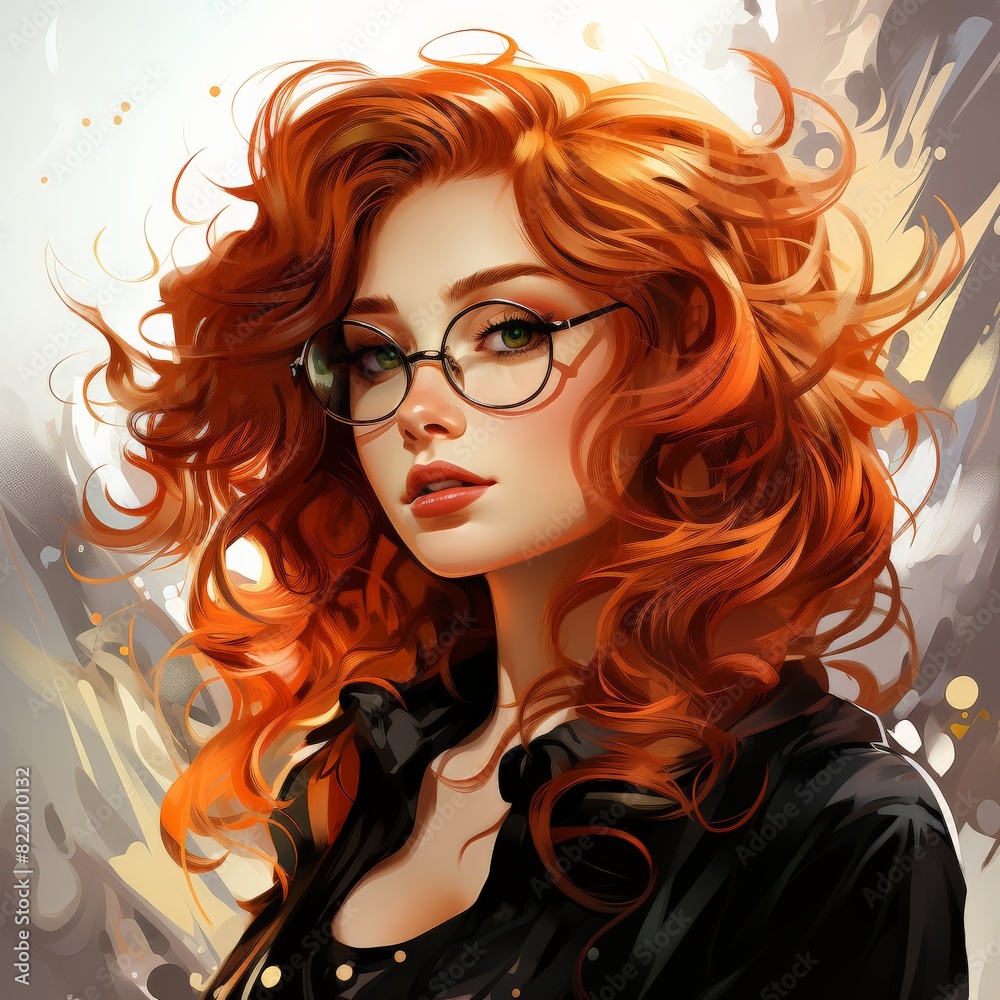 Vibrant Portrait of Woman with Red Hair and Green Eyes Vibrant Portrait of Woman with Red Hair and Green Eyes