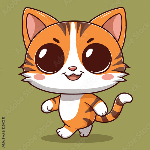 cartoon cat with large eyes and a smile cute cat Collection of cartoon cats peeking out the window.