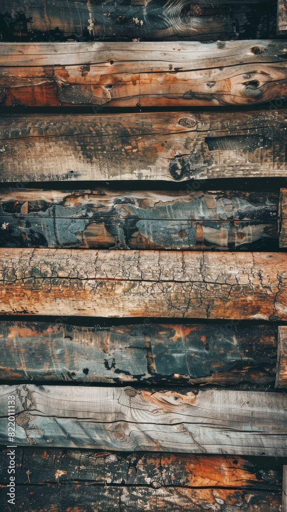 Close-up of weathered wooden wall with peeling paint Close-up of weathered wooden wall with peeling paint