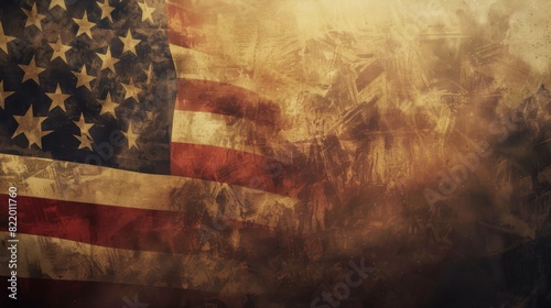 USA flag grunge retro background generated by ai