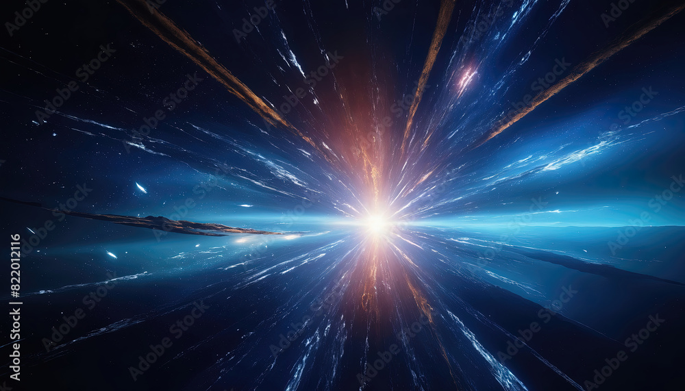 Naklejka premium Beautiful blue abstract shimmering space background