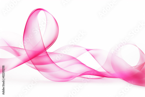 Pink ribbon on white background, breast cancer concept