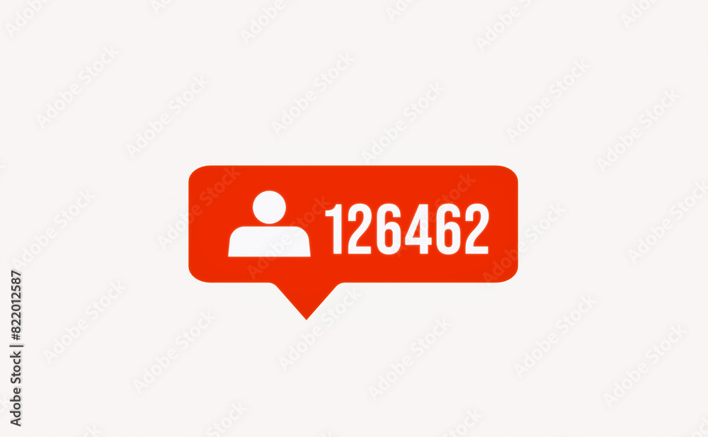 Red social media symbol with rising number of new followers. Positive emotion and activity related to a new post. Red social media symbol with rising number of new followers. Positive emotion and activity related to a new post.