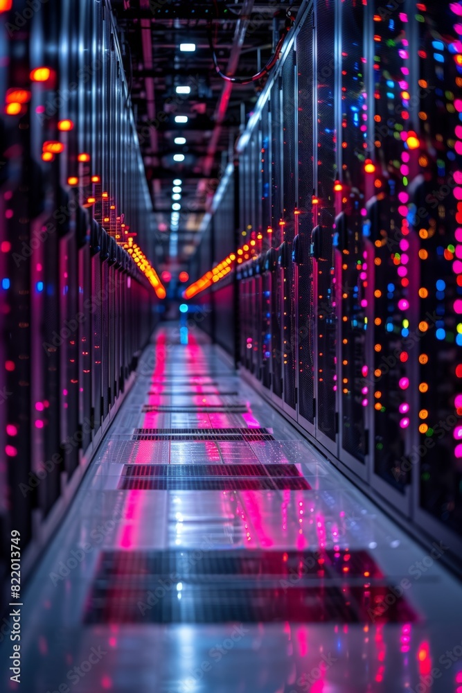 Long hallway with colorful lights Long hallway with colorful lights