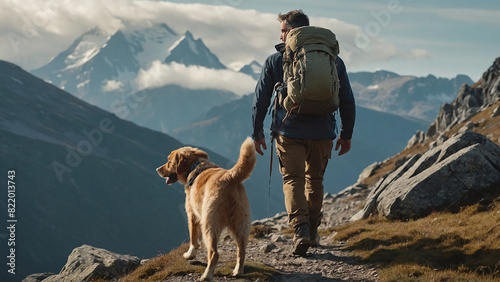 Peak Explorer: A Stylish Journey with Man's Best Friend photo