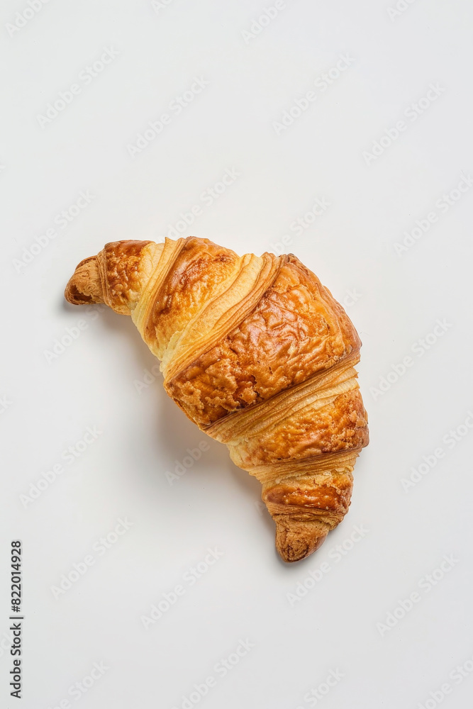 Flaky Elegance: A Close-Up of a Croissant on a White Surface Flaky Elegance: A Close-Up of a Croissant on a White Surface