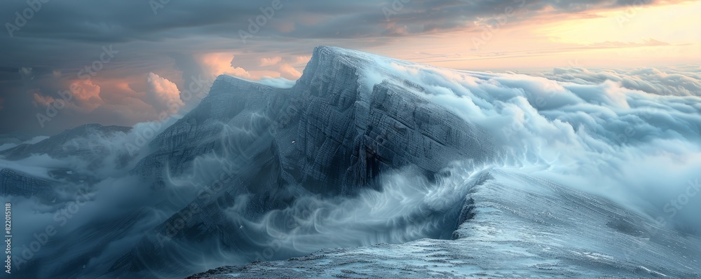 Inspirational Photograph of a Mountain Rising Above the Clouds. Dramatic Shot of the Natural World. Inspirational Photograph of a Mountain Rising Above the Clouds. Dramatic Shot of the Natural World.