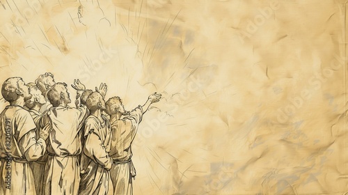 Vision of Heaven Opening During Stephen’s Stoning - Biblical Watercolor Illustration photo