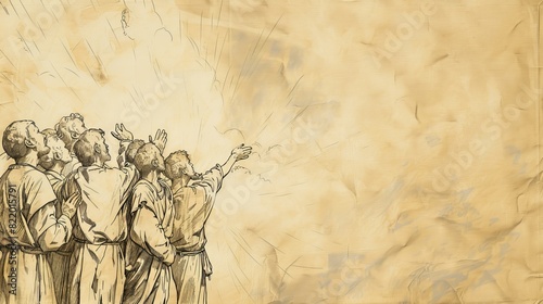Vision of Heaven Opening During Stephen’s Stoning - Biblical Watercolor Illustration