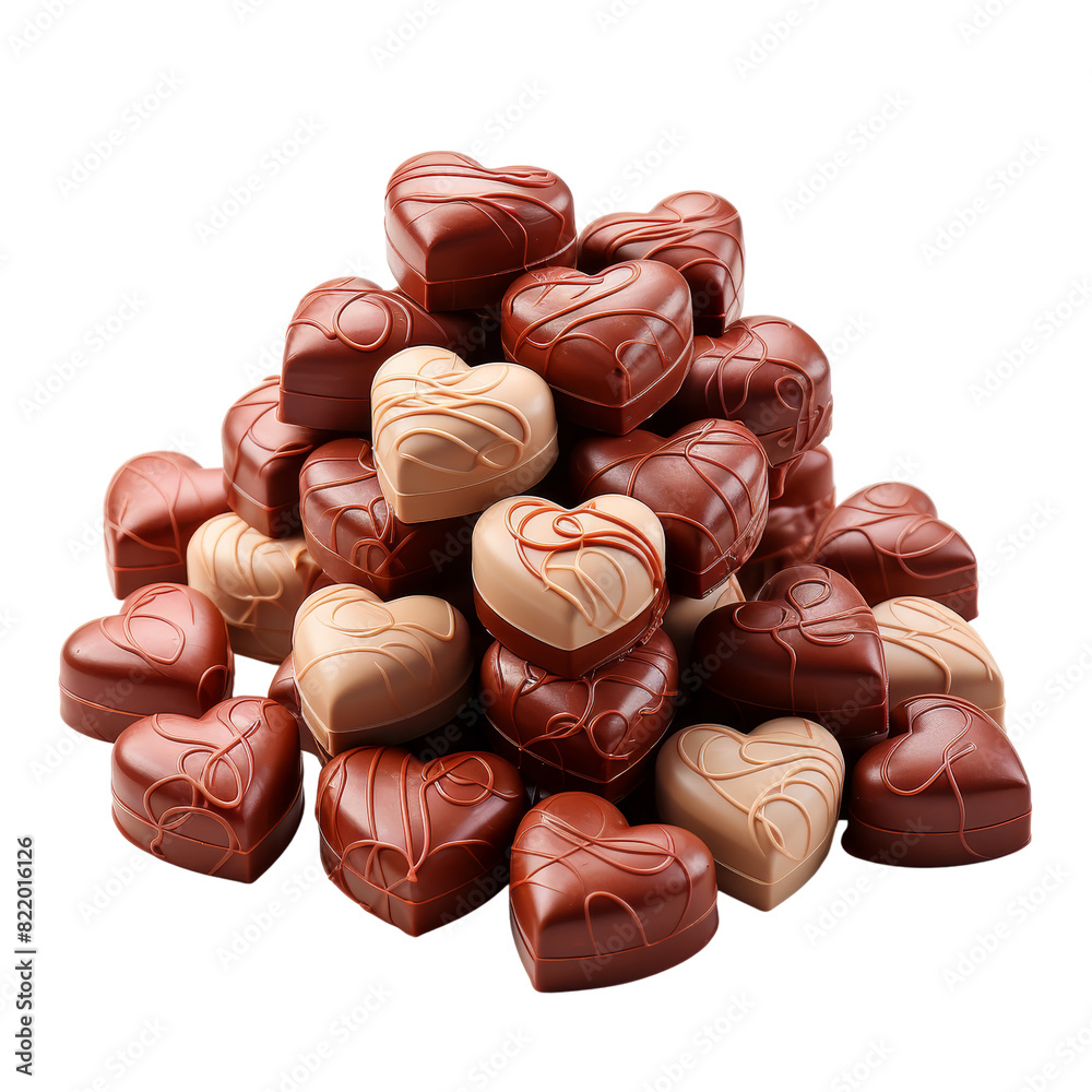 Heart Shaped Chocolate Isolated on Transparent Background, PNG, Cut Out.