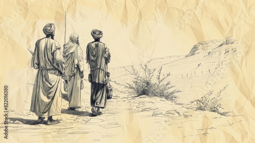 Philip’s Encounter with the Ethiopian Eunuch - Biblical Watercolor Illustration