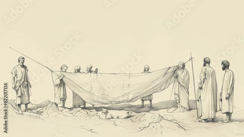 Peter’s Vision of Unclean Animals Lowered from Heaven - Biblical Watercolor Illustration