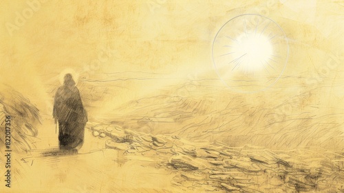 Saul's Dramatic Conversion with Blinding Light on Damascus Road - Biblical Watercolor Illustration