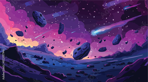 Fototapeta Naklejka Na Ścianę i Meble -  Asteroids background Cartoon Vector style vector designs