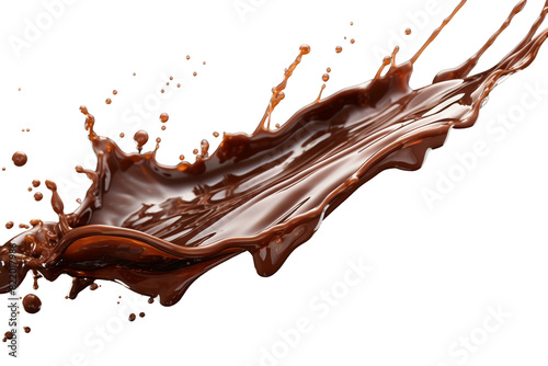 A Delectable Dance: Chocolate Splash on a White Canvas on a Clear PNG or White Background. photo