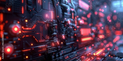 Multicolored Technological Wallpaper with Innovative, Science Fiction Hardware. © Павел Озарчук