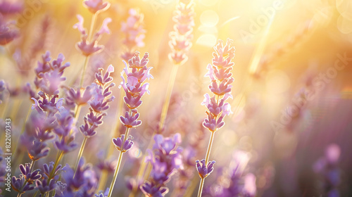 Beautiful blooming lavender plants in field on sunny d