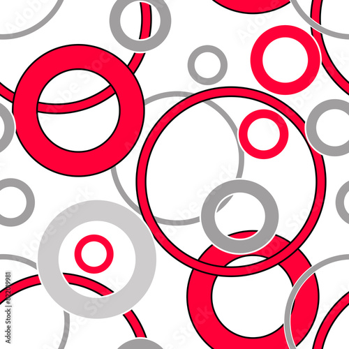 Seamless abstract retro circles rings red white pattern background
