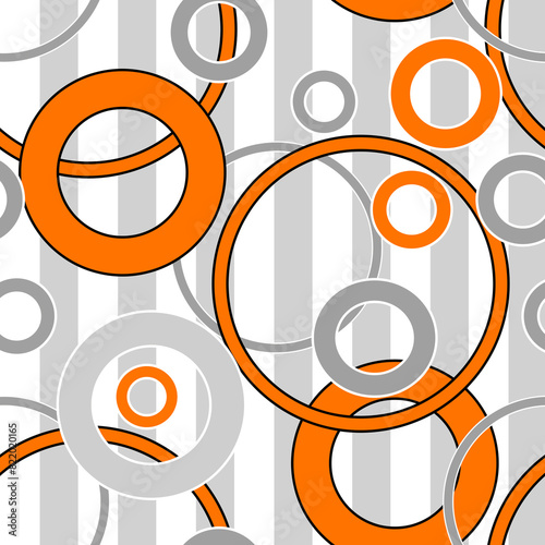 Seamless abstract retro circles rings pattern white orange background