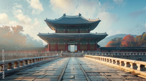 Japanese architecture of traditional temple in modern design, AI Generated