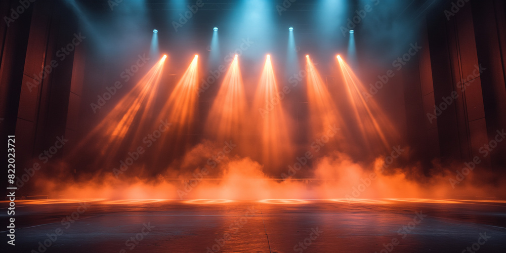 Spotlight on stage Background with Smoke
