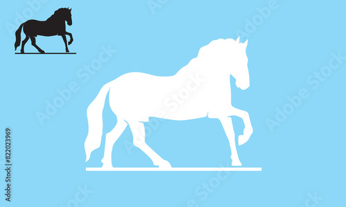 SIMPLE WHITE HORSE WALKING LOGO  silhouette of great mare standing vector illustrations