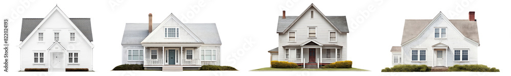 White American suburb house png element set on transparent background White American suburb house png element set on transparent background