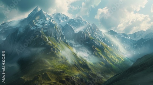 Mountain landscape nature backkgroundd illustration geenerated by AI photo