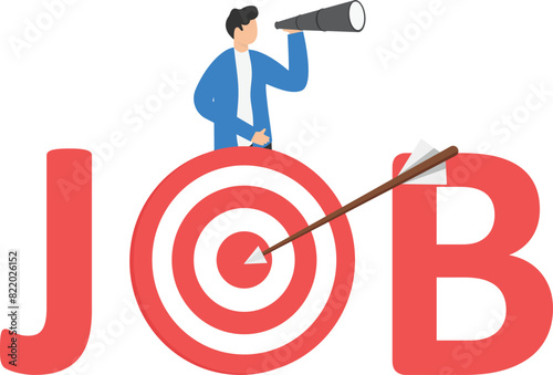 Business progress success challenge, Journey job target action career illustration, Focus Job - career counseling concept

