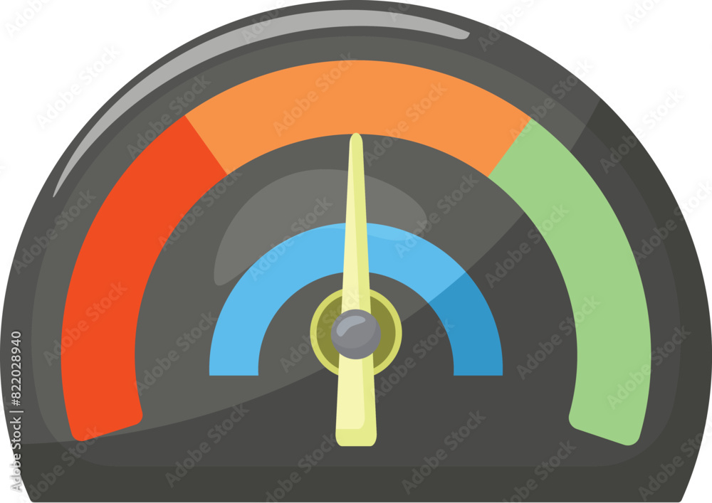 Digital illustration of a speedometer with the needle pointing to the high efficiency zone Digital illustration of a speedometer with the needle pointing to the high efficiency zone