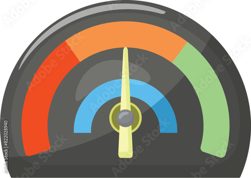 Digital illustration of a speedometer with the needle pointing to the high efficiency zone