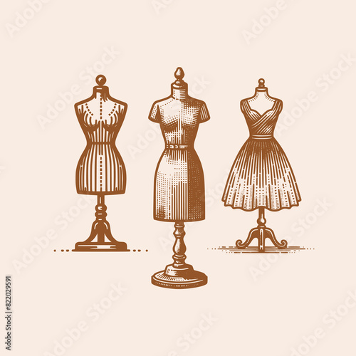 mannequin stand hand drawn illustration