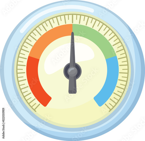 Vector illustration of a bright pressure gauge with a simple, clear dial