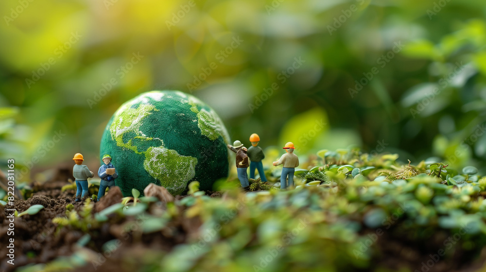 miniature globe surrounded by plants, symbolizing the importance of nature for the preservation of the earth, created with generative AI technology miniature globe surrounded by plants, symbolizing the importance of nature for the preservation of the earth, created with generative AI technology
