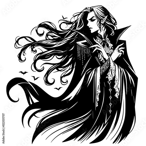Man with long hair illustration