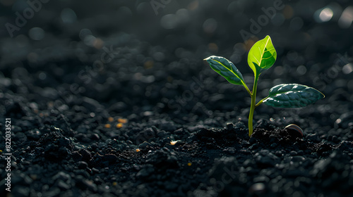 Green buds grow out of the soil